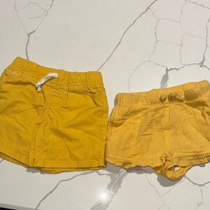 Two Pairs Girl Baby Toddler Yellow Shorts 18M